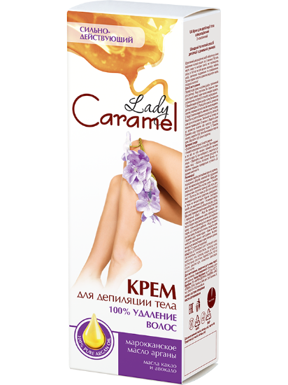 Изображение Крем Lady Caramel для депиляции тела 100% удаление волос сильнодействующий, 100 мл