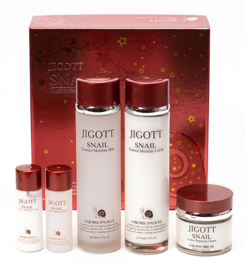 Изображение Набор для ухода за лицом с муцином улитки Jigott Snail Moisture Skin Care 3Set