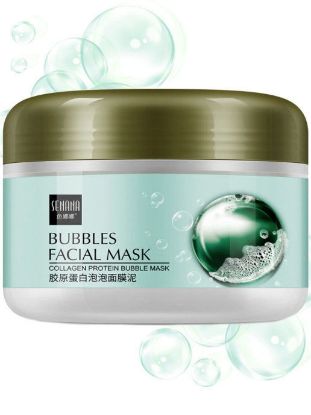 Изображение Пузырьковая очищающая маска для лица Senana Bubbles Facial Mask, с коллагеном и вулканической глиной, 100 г