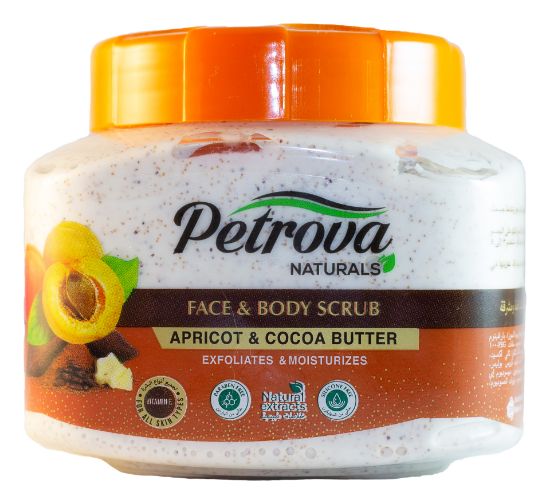 Изображение Скраб для лица и тела Petrova Naturals Абрикос и масло какао, 500 мл