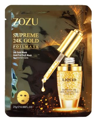 Изображение Тканевая маска для лица с золотом 24К Zozu 24K Gold Mask Gold Foil Soft Mask, 25 г