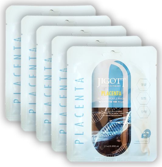 Изображение Тканевая ампульная маска с плацентой Jigott Placenta Real Ampoule Mask, 27 мл • 5 штук