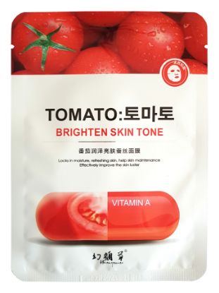 Изображение Тканевая маска для лица с витамином A и экстрактом томата Huanyancao Tomato: осветление тона кожи, 25 мл