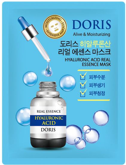 Изображение Тканевая маска для лица с гиалуроновой кислотой Jigott Doris Hyaluronic Acid Real Essence Mask, 25 мл