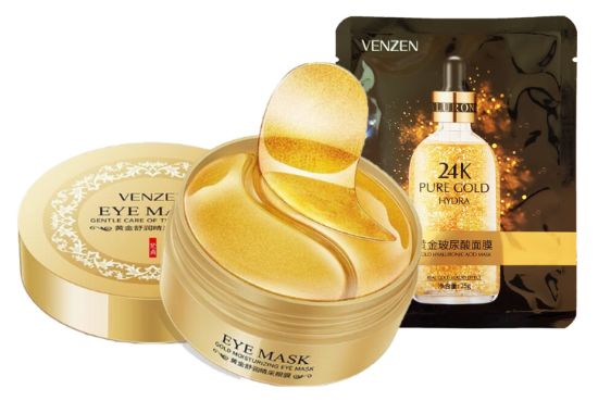 Изображение Патчи для области вокруг глаз Venzen Gold Moisturizing Eye Patch + Маска для лица Venzen Gold Hyaluronic Acid Mask