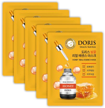 Изображение Тканевая маска для лица с экстрактом мёда Jigott Doris Honey Real Essence Mask, 25 мл • 5 штук