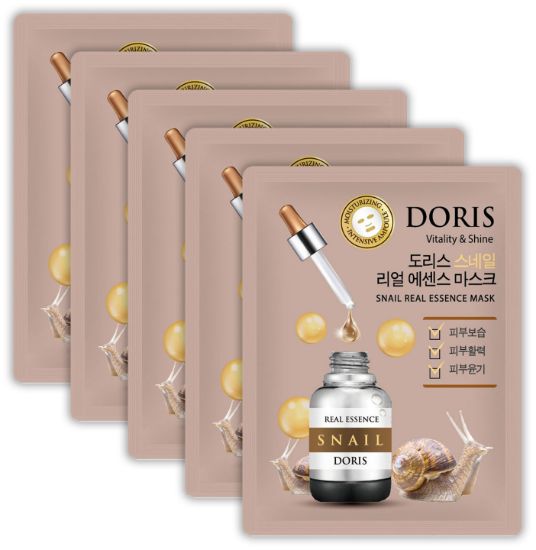 Изображение Тканевая маска для лица с коллагеном Jigott Doris Snail Real Essence Mask, 25 мл • 5 штук