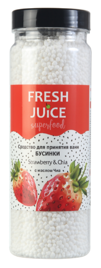 Изображение Бусинки для ванн Fresh Juice «Strawberry & Chia» с маслом чиа, 450 г