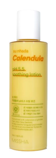 Изображение Успокаивающий лосьон для лица с календулой Missha su:nhada Calendula pH 5,5 Balancing Soothing Lotion, 145 мл