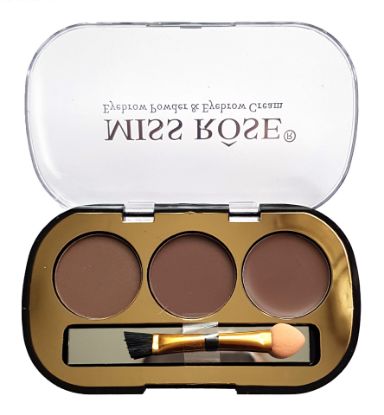 Изображение Палетка теней для бровей Miss Rose Eyebrow Powder & Eyebrow Cream, 3 оттенка