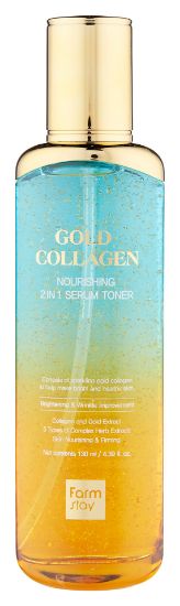 Изображение Тонер-сыворотка для лица с золотом и коллагеном Farmstay Gold Collagen Nourishing 2 in 1 Serum Toner, 130 мл