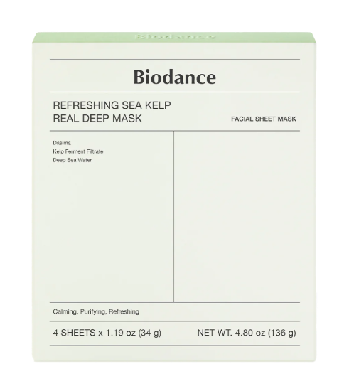 Изображение Успокаивающая гидрогелевая маска с водорослями Biodance Refreshing Sea Kelp Real Deep Mask, 34 г • 4 шт.